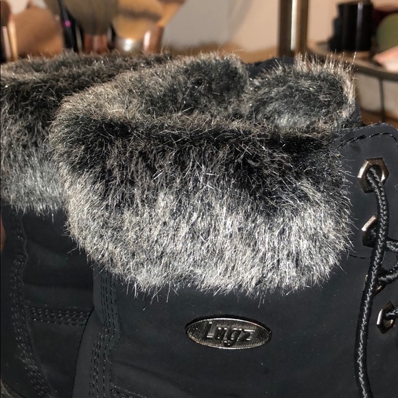 Black fur combat boots - Picture 2 of 5